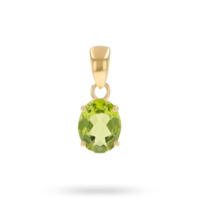 9ct Yellow Gold Oval Shaped Peridot Claw Set Pendant