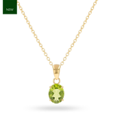 9ct Yellow Gold Oval Shaped Peridot Claw Set Pendant with Chain