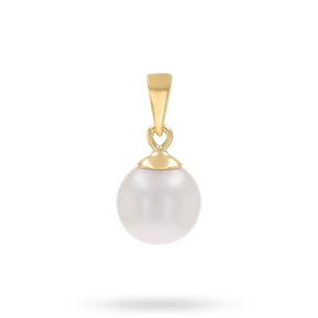 9ct Yellow Gold White Freshwater Pearl Round Pendant