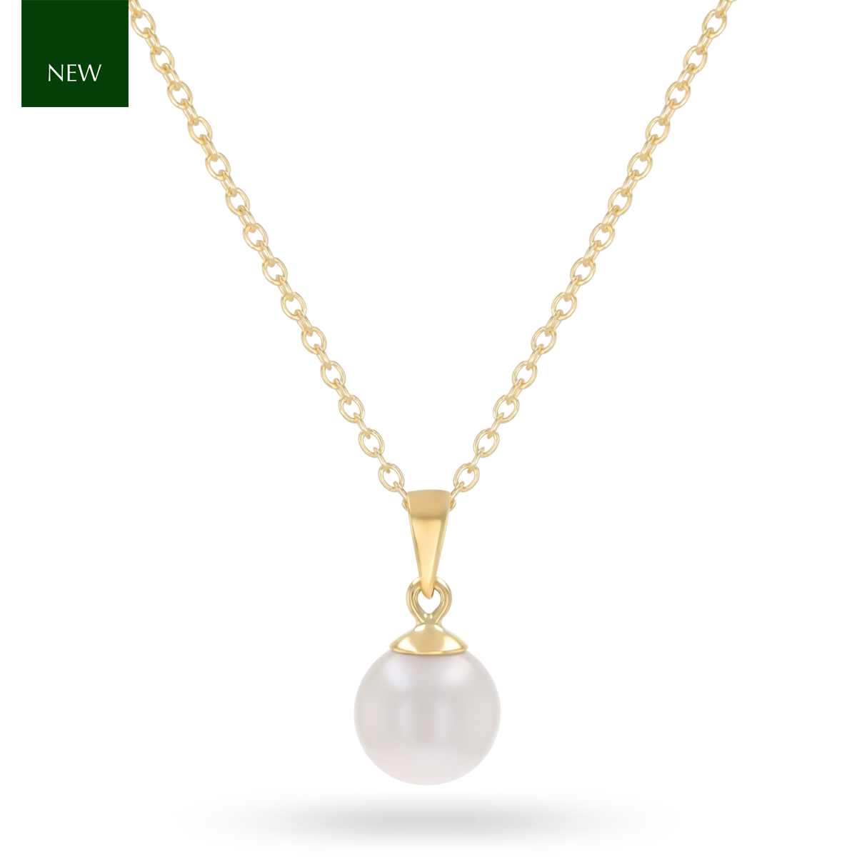 9ct Yellow Gold White Freshwater Pearl Round Pendant