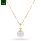 9ct Yellow Gold White Freshwater Pearl Round Pendant