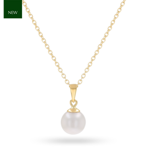 9ct Yellow Gold White Freshwater Pearl Round Pendant