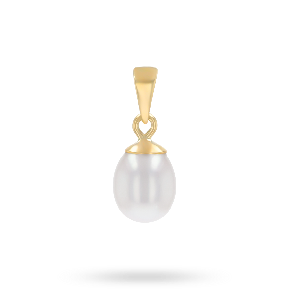 9ct Yellow Gold White Freshwater Pearl Oval Pendant