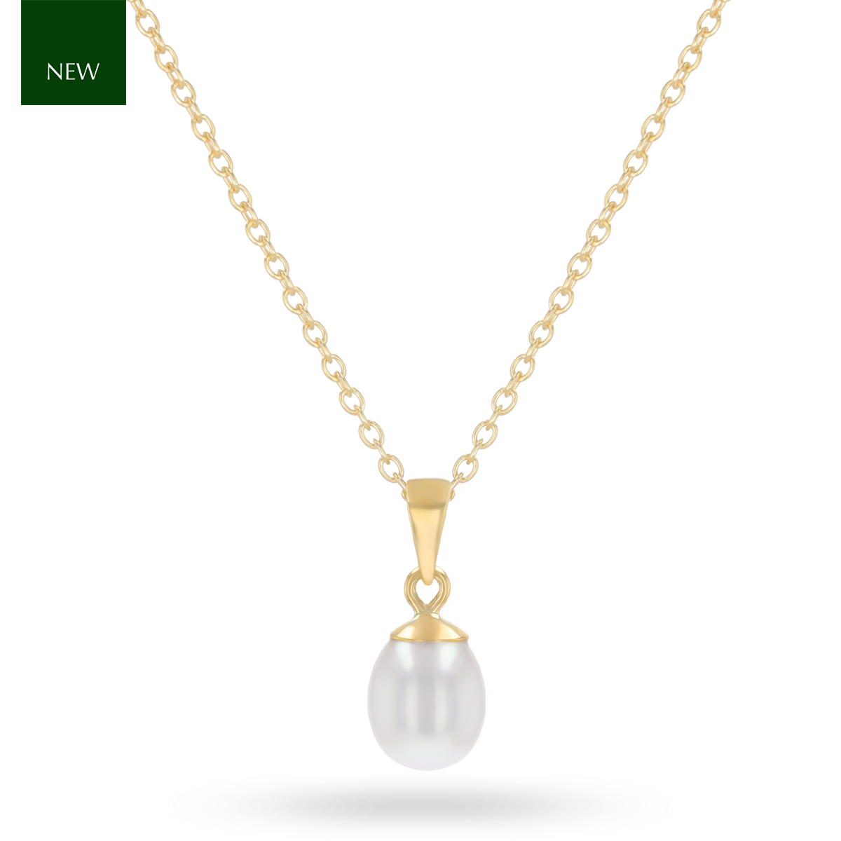 9ct Yellow Gold White Freshwater Pearl Oval Pendant