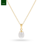 9ct Yellow Gold White Freshwater Pearl Oval Pendant