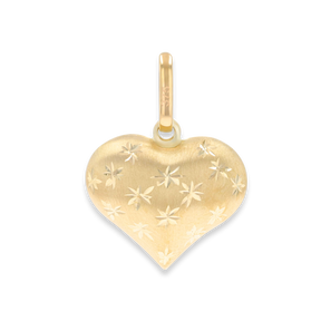 9ct Yellow Gold Diamond Cut Satin Heart Pendant