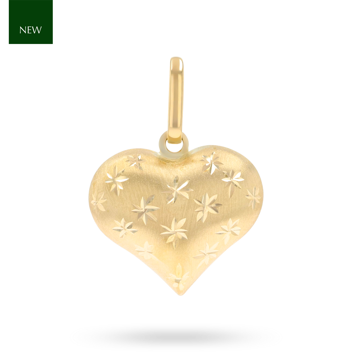 9ct Yellow Gold Diamond Cut Satin Heart Pendant