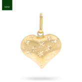 9ct Yellow Gold Diamond Cut Satin Heart Pendant