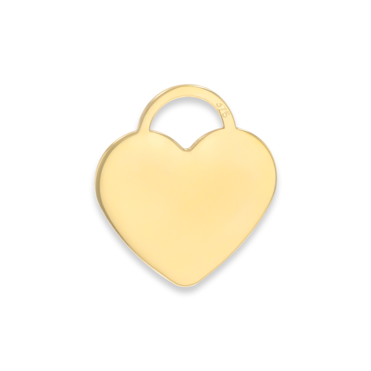 9ct Yellow Gold Plain Heart Shaped Disc Pendant