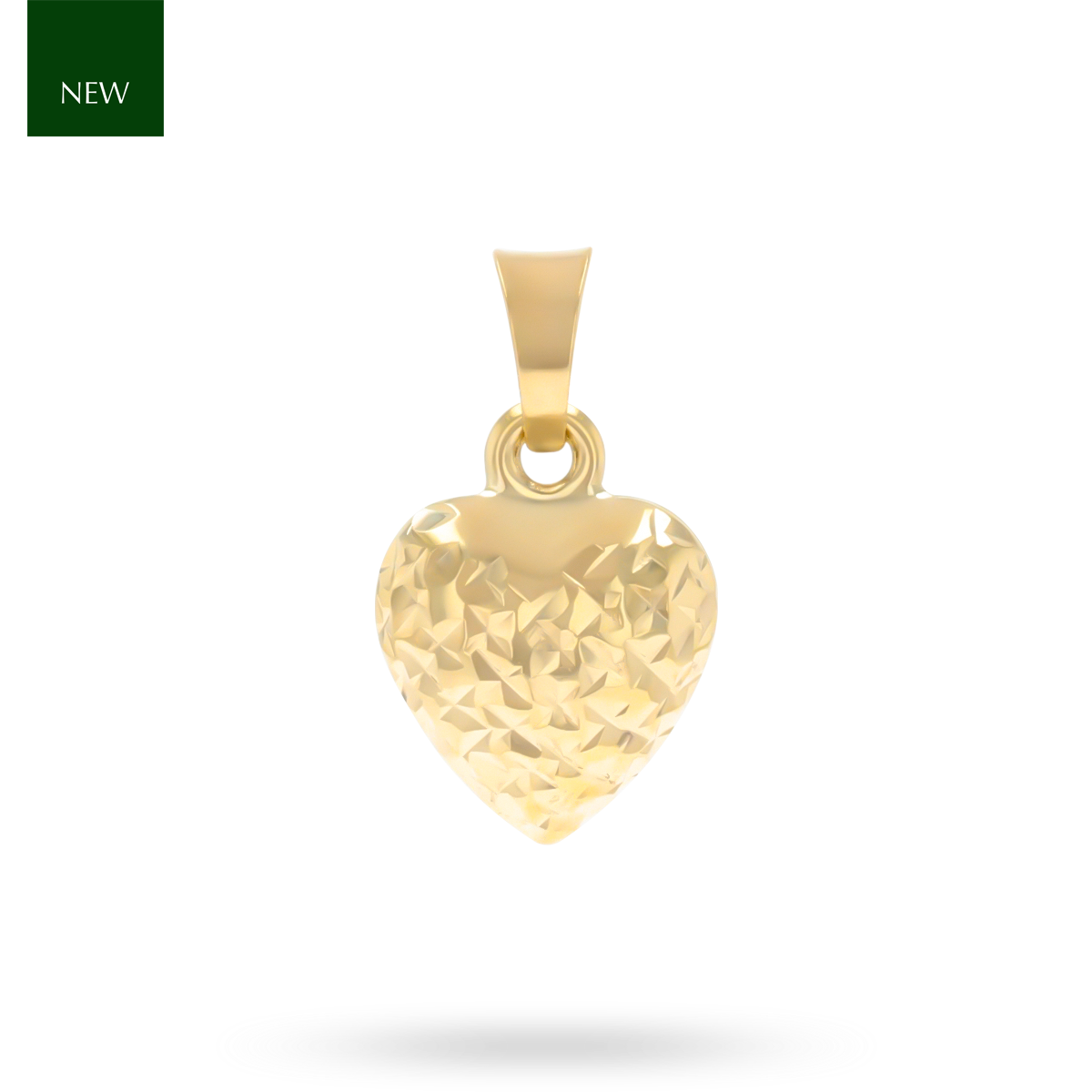 9ct Yellow Gold Small Diamond Cut Heart Pendant