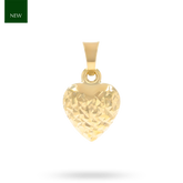 9ct Yellow Gold Small Diamond Cut Heart Pendant