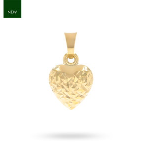 9ct Yellow Gold Small Diamond Cut Heart Pendant
