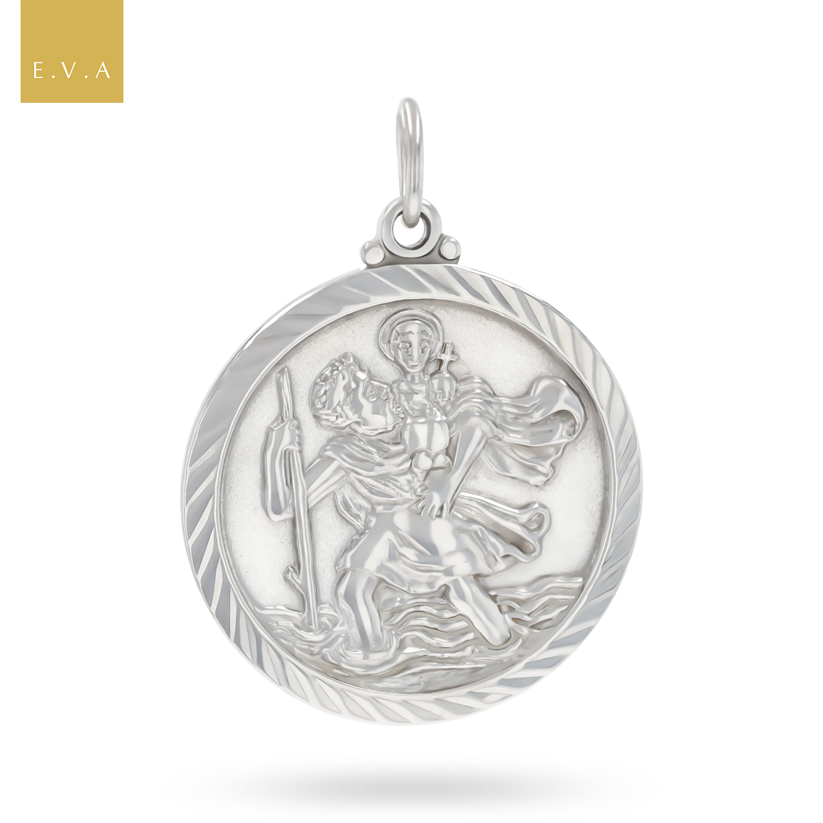 Sterling Silver 26mm Diamond Cut St Christopher Pendant By Georg Jensen