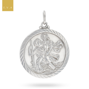 Sterling Silver Diamond Cut St Christopher Pendant By Georg Jensen