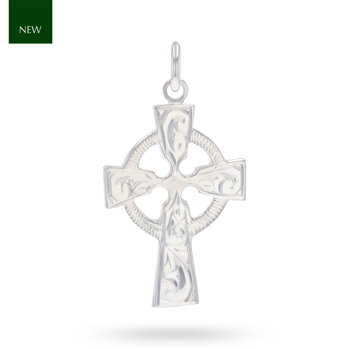 Sterling Silver Hand Engraved Celtic Cross Pendant