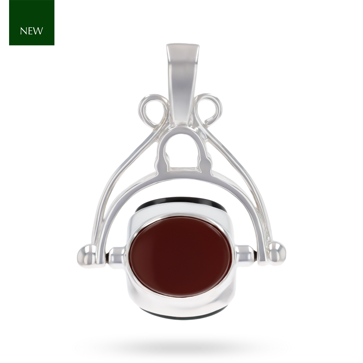 Sterling Silver Onyx, Bloodstone & Carnelian Spinning Fob Pendant