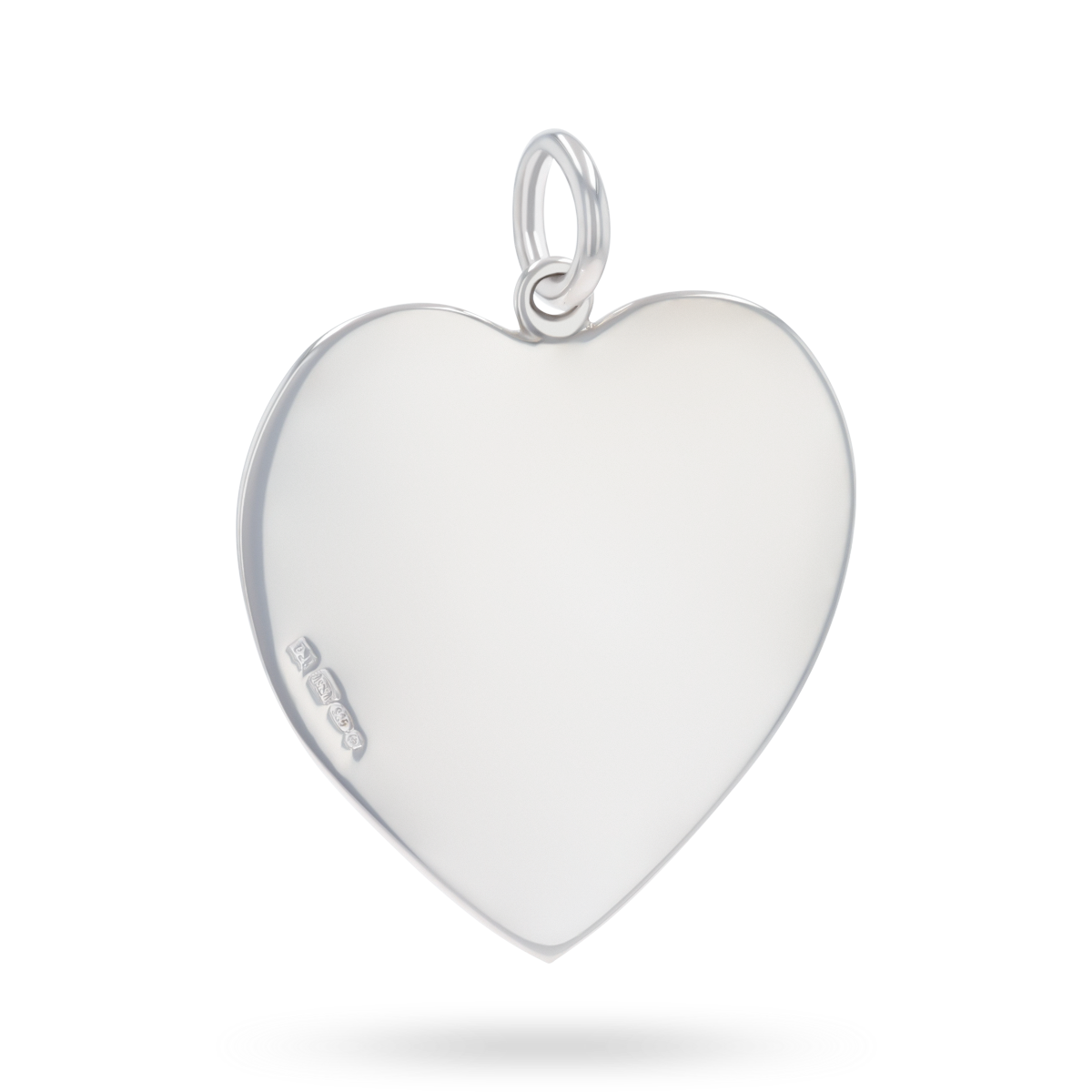Sterling Silver Large Plain Heart Disc Pendant