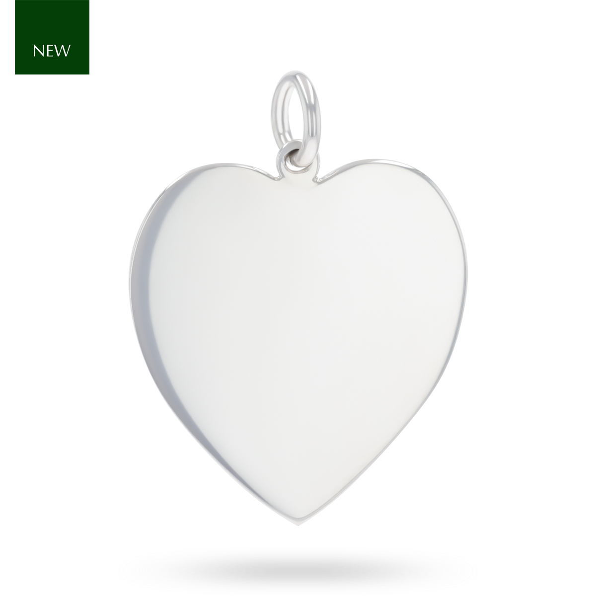 Sterling Silver Large Plain Heart Disc Pendant