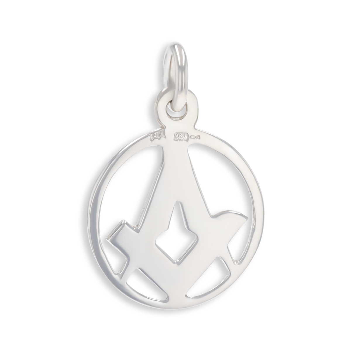 Sterling Silver Round Shaped Cut Out Masonic Pendant
