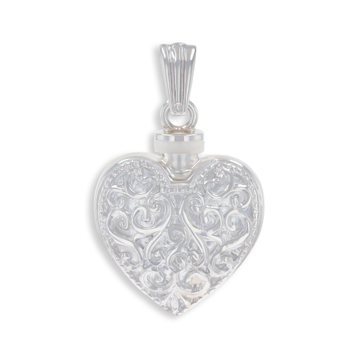 Sterling Silver Embossed Heart Shaped Memorial Pendant