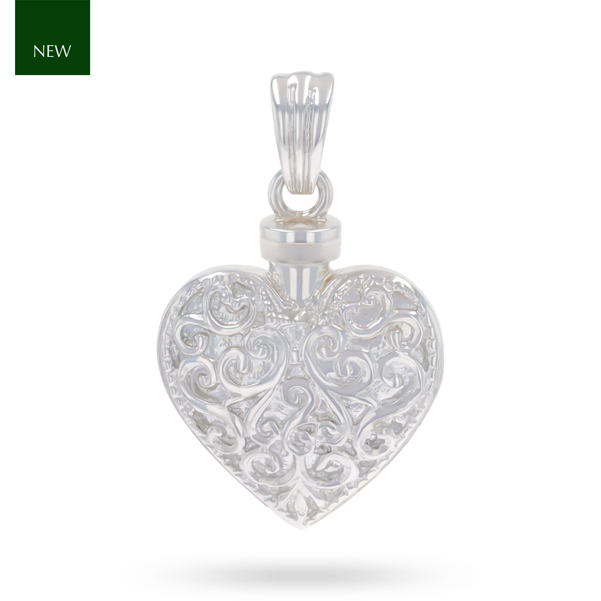 Sterling Silver Embossed Heart Shaped Memorial Pendant