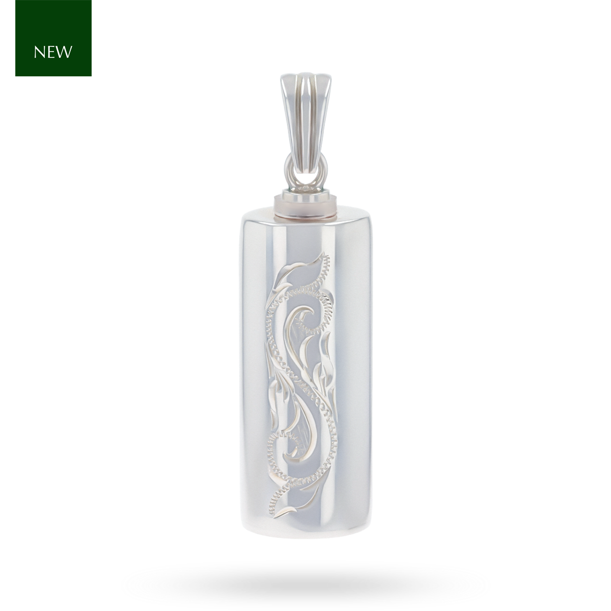 Sterling Silver Engraved Cylinder Memorial Pendant