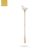 9ct Yellow Gold & Platinum Top Ruby & Diamond Duck Stick Pin