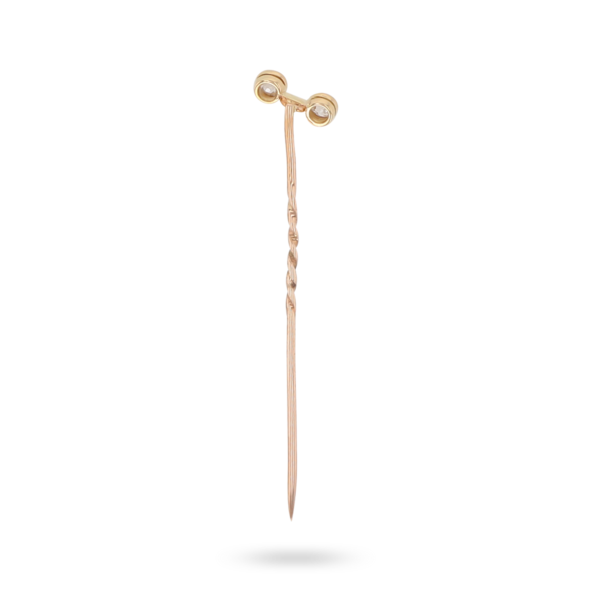 9ct Yellow Gold & Platinum Top Old Cut Diamond Stick Pin