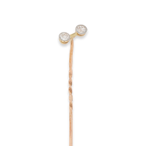 9ct Yellow Gold & Platinum Top Old Cut Diamond Stick Pin