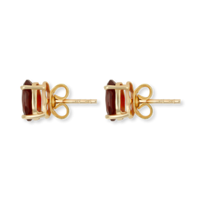 9ct Yellow Gold Oval Shaped Garnet Claw Set Stud Earrings