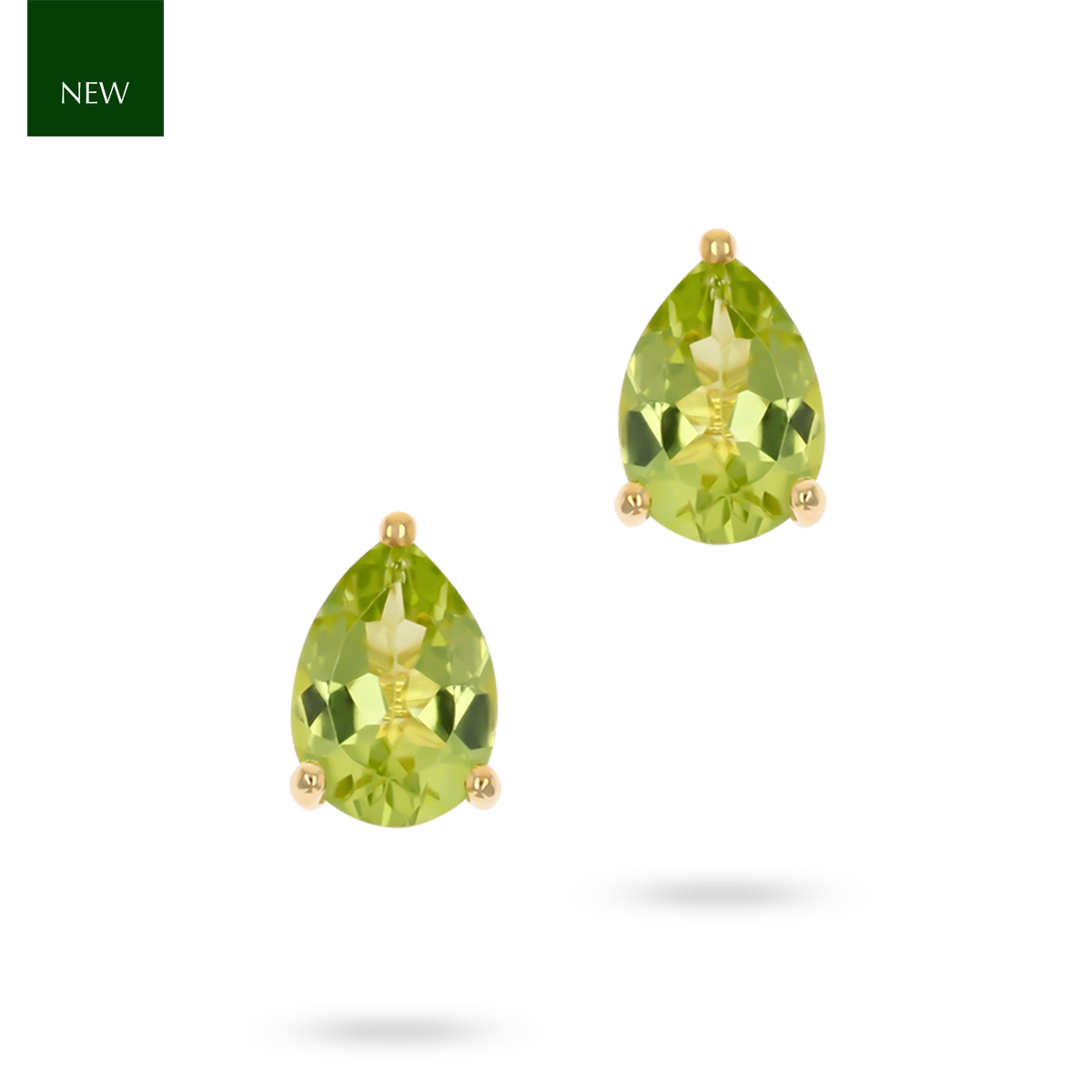 9ct Yellow Gold Pear Shaped Peridot Claw Set Stud Earrings