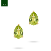 9ct Yellow Gold Pear Shaped Peridot Claw Set Stud Earrings