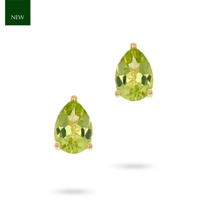 9ct Yellow Gold Pear Shaped Peridot Claw Set Stud Earrings