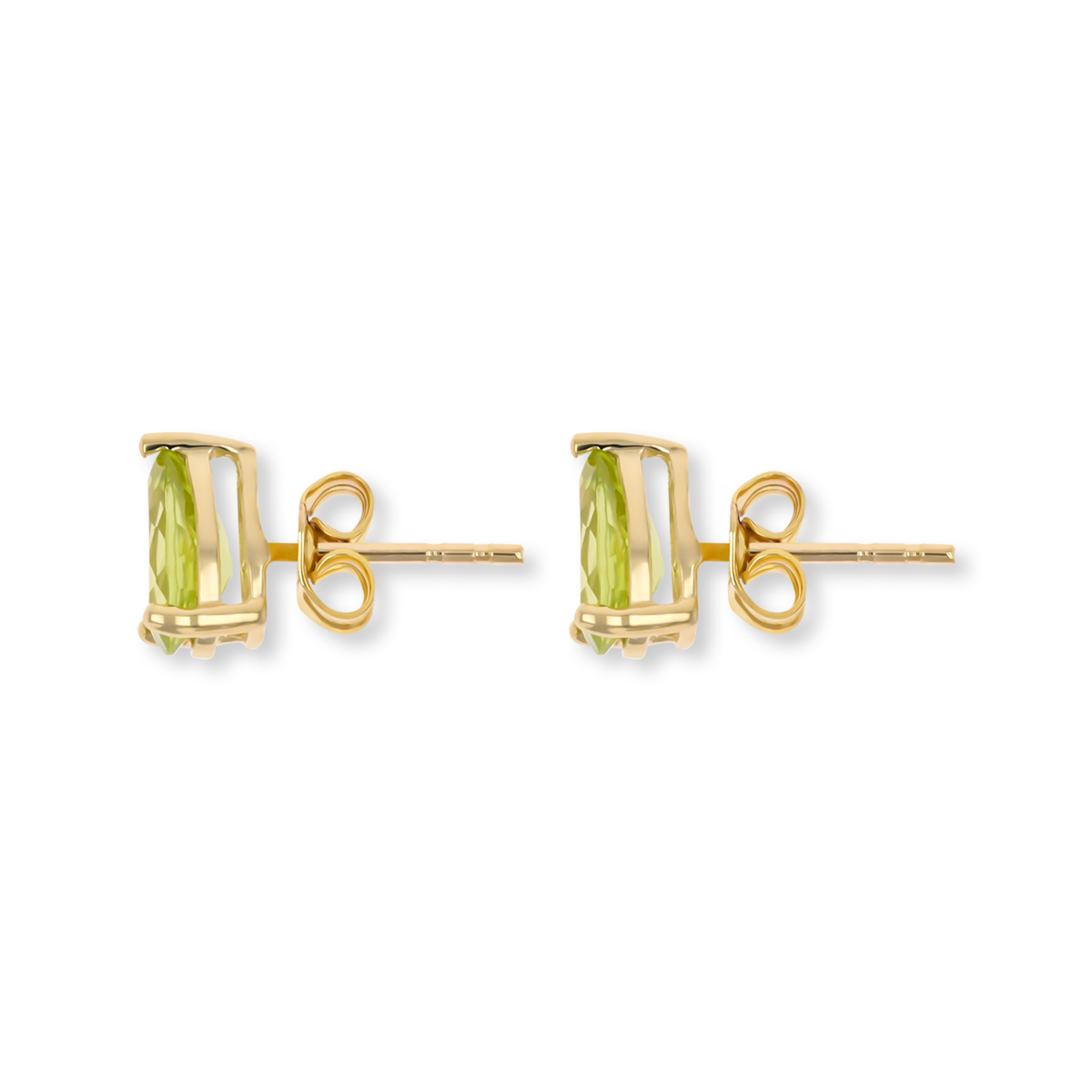 9ct Yellow Gold Pear Shaped Peridot Claw Set Stud Earrings