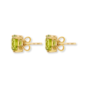 9ct Yellow Gold Round Cut Peridot Solitaire Stud Earrings