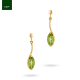 9ct Yellow Gold Marquise Shaped Peridot Drop Earrings