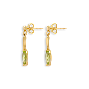 9ct Yellow Gold Marquise Shaped Peridot Drop Earrings