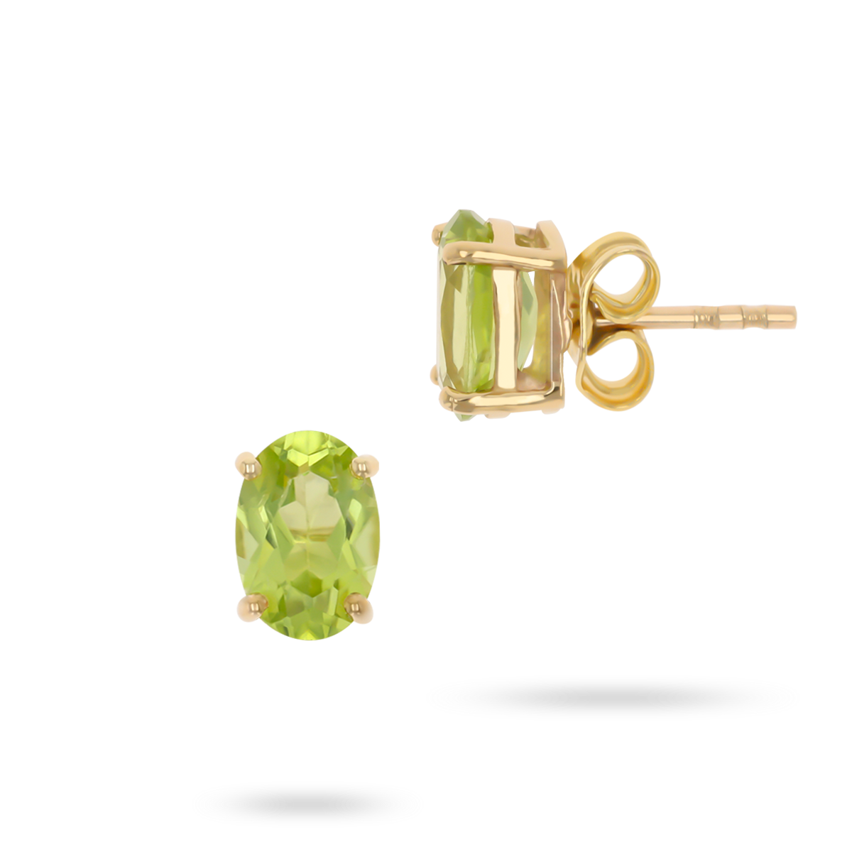 9ct Yellow Gold Oval Shaped Peridot Claw Set Stud Earrings