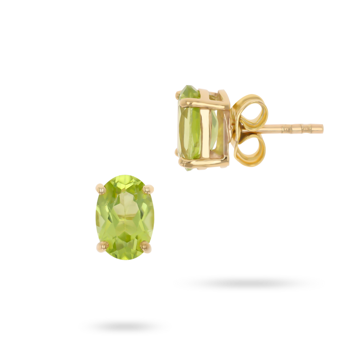 9ct Yellow Gold Oval Cut Peridot Solitaire Stud Earrings