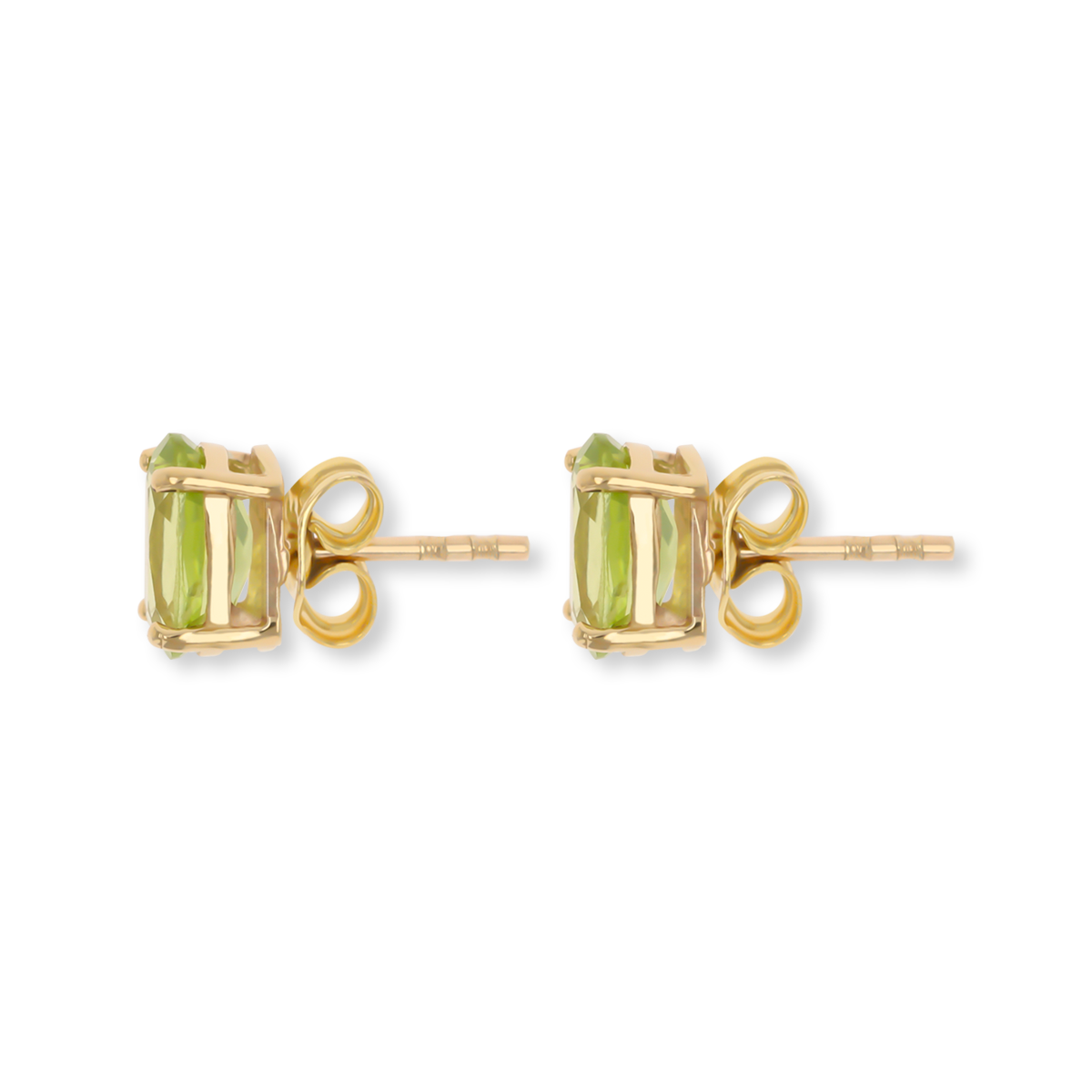 9ct Yellow Gold Oval Shaped Peridot Claw Set Stud Earrings