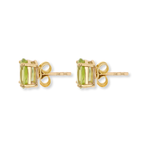 9ct Yellow Gold Oval Shaped Peridot Claw Set Stud Earrings