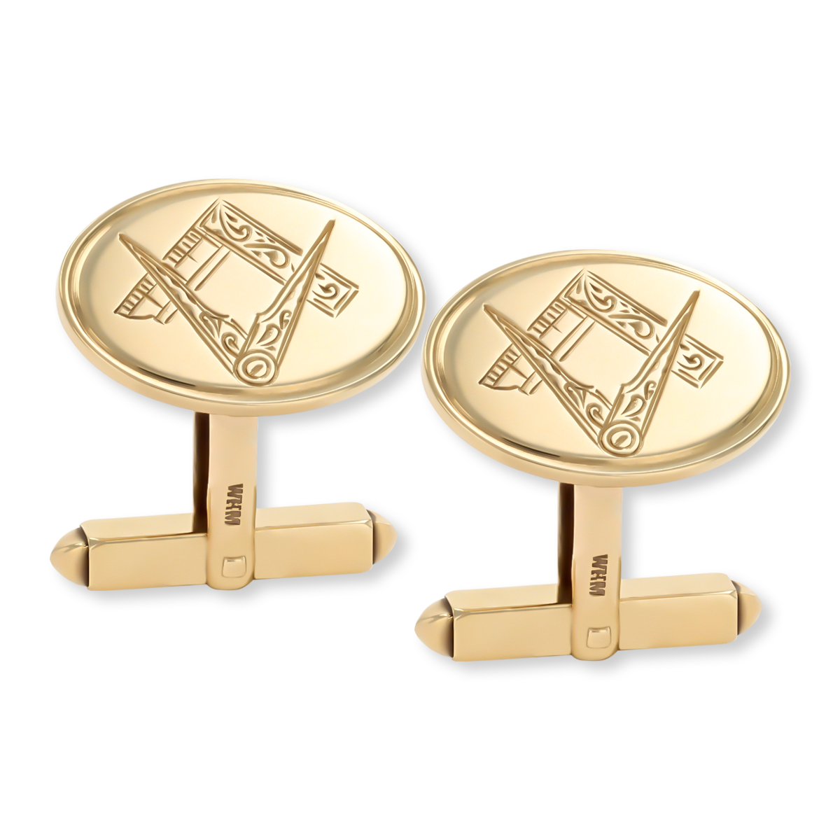 9ct Yellow Gold Polished Masonic Oval Cufflinks