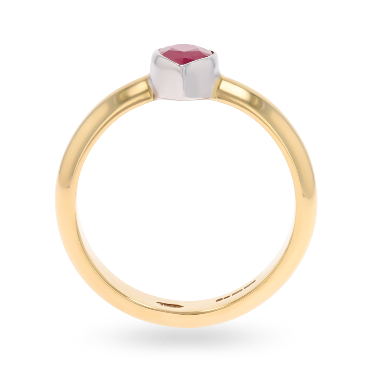 9ct Yellow & White Gold Ruby Bezel Set Solitaire Ring
