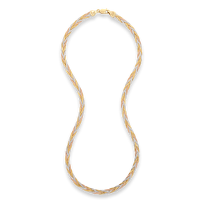 9ct Three Colour Gold Herringbone Plait Necklace