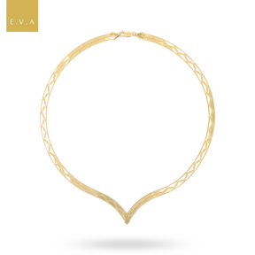 9ct Yellow Gold V-Shape Zig-Zag Herringbone Collarette Necklace