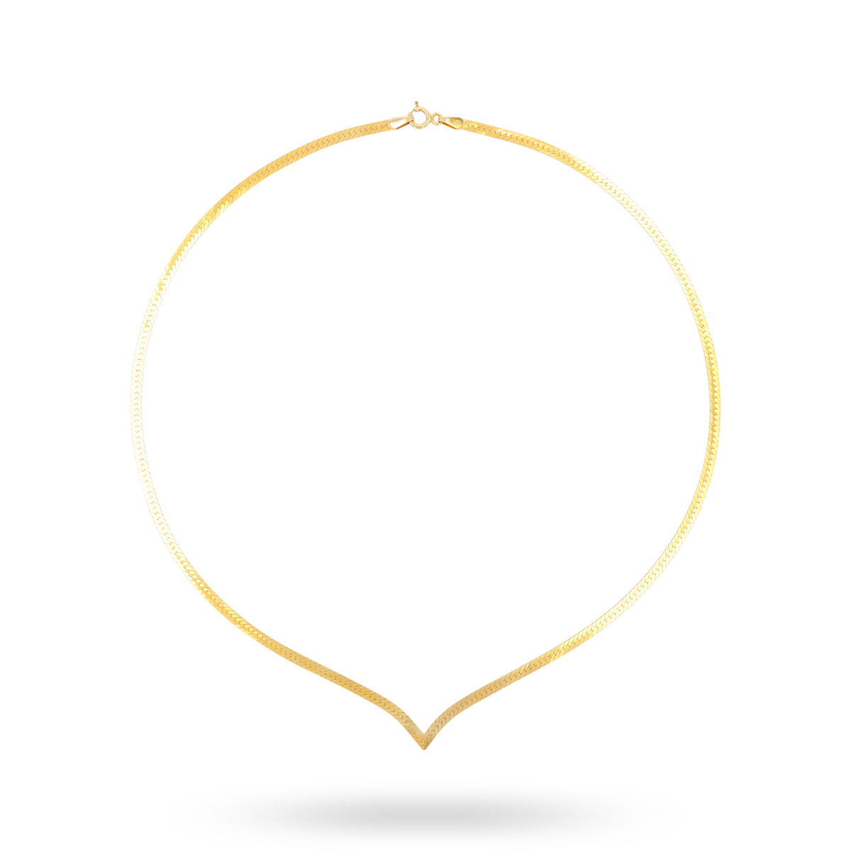 9ct Yellow Gold V-Shape 2.5mm Herringbone Collarette Necklace