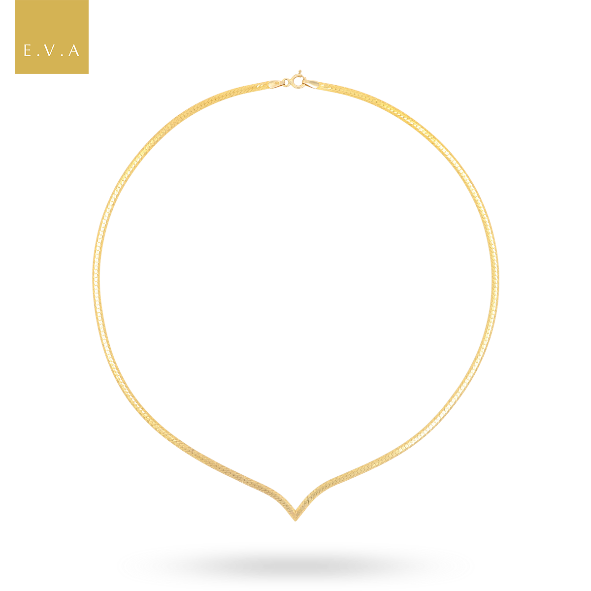 9ct Yellow Gold V-Shape 2.5mm Herringbone Collarette Necklace