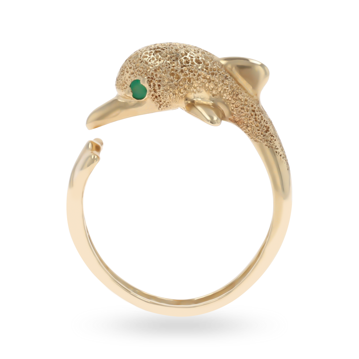 14ct Yellow Gold Emerald Dolphin Ring