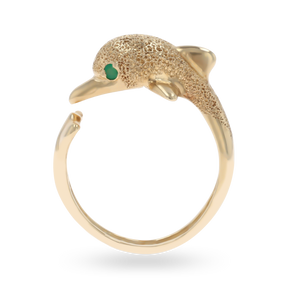 14ct Yellow Gold Emerald Dolphin Ring