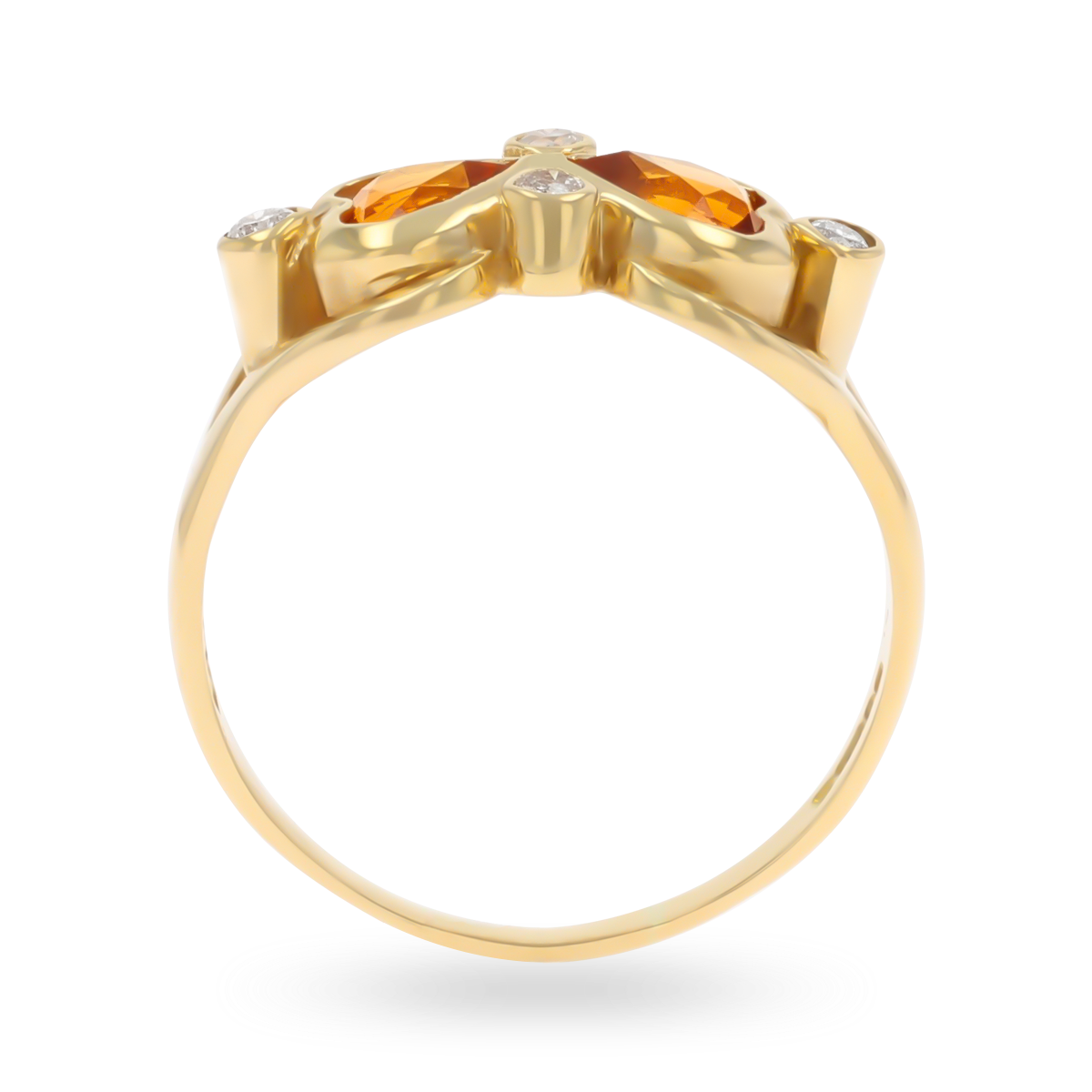 18ct Yellow Gold Citrine & Diamond Bow Ring